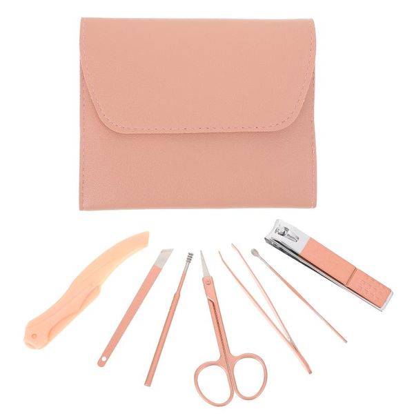 

nail brushes 1 set stainless steel pedicure manicure tool cutters ear picks (assorted color), Yellow