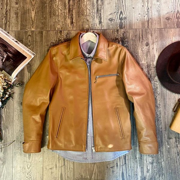 

men's leather & faux troupe, men motorcycle jacket 1930 restoring ancient ways in the spring and autumn coat, Black