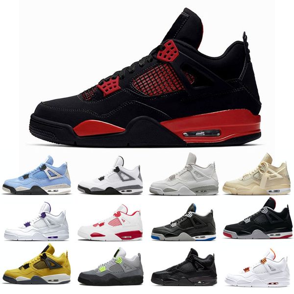 

new basketball shoes 4s man woman black cat court purple university red neon bred alternate motorsport orange metallic white pure money size