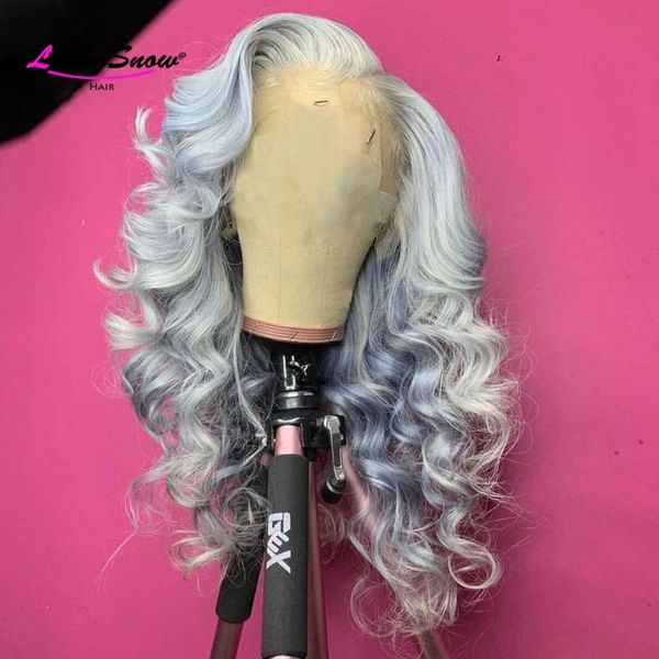 

lace wigs brazilian remy grey human hair wig loose body wave part for women pre plucked transparent 180%, Black;brown