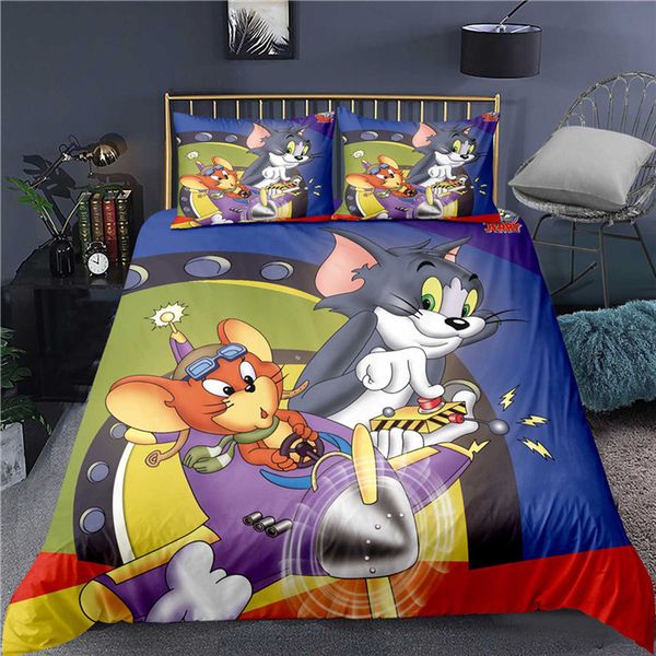 

cartoon cat and mouse 3d printing colorful bedding sets duvet cover-87