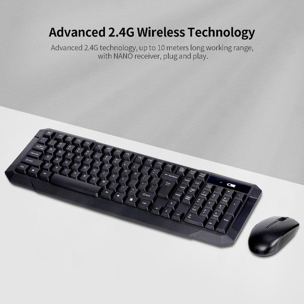 

keyboard mouse combos 2.4g wireless and optical combo silent for home office use black