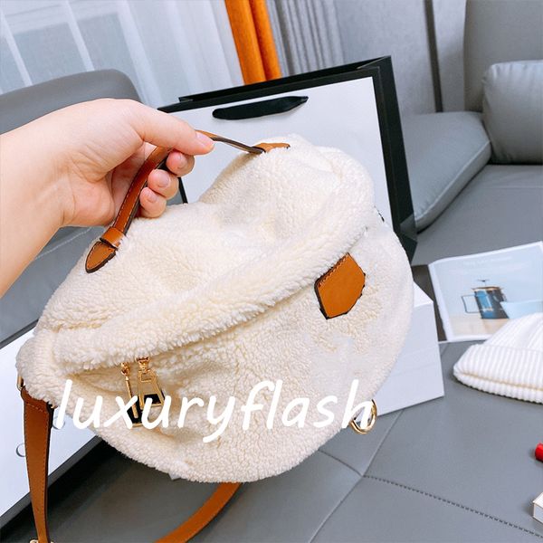 

original hardware soft plush genuine teddy men chest bag bumbag designers crossbody bags purse letter tedy luxurys lambswool