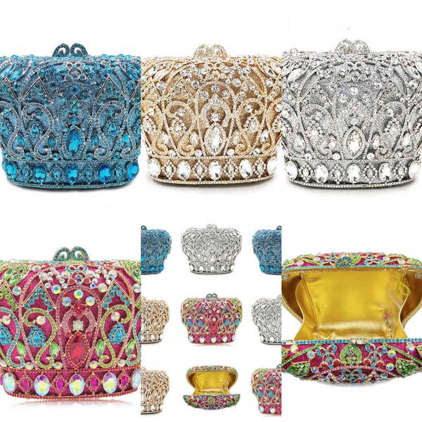 

dinner bags square lady luxury diamond crown modeling hand bag crystal simple and easy to match banquet elegant satin leisure