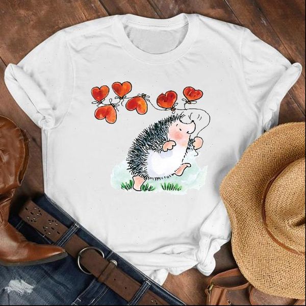 

women lady animal sweet love 90s cute fashion printed cartoon shirt clothes tshirt tee womens female print t graphic t shirt, White