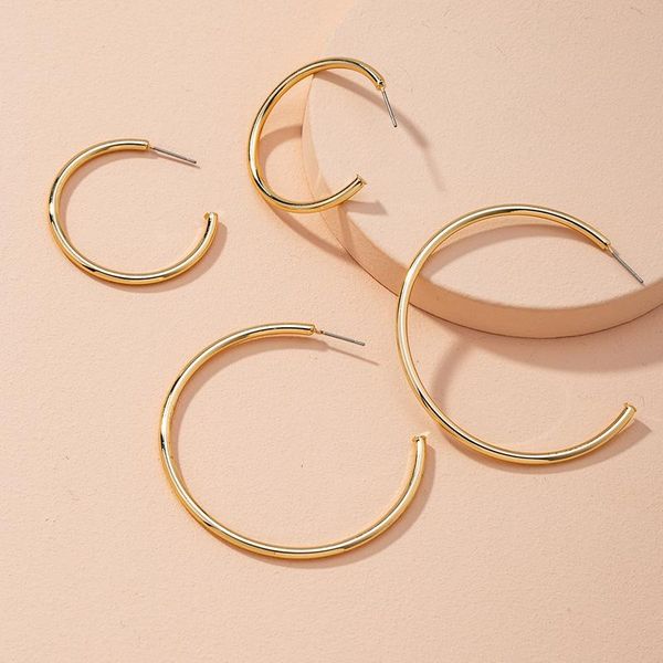 

hoop & huggie minimalist gold zinc alloy metal earrings for women wedding birthday jewelry gift, Golden;silver