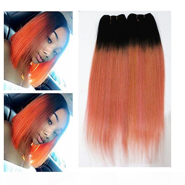 

colorful straight hair extrensions 3 or 4 bundles brazilian 100% virgin human hair weaves ombre two tone color 10-18inch, Black