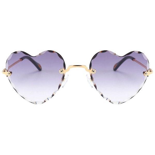

fashion sunglasses frames women lovely metal frame rimless heart shaped uv 400 eyeglasses, Black