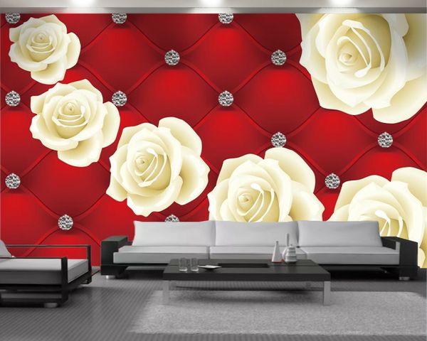 Elmas çiçekler 3d duvar kağıdı duvar kağıdı oturma odası yatak odası arka plan duvar romantik çiçek 3d duvar kağıdı