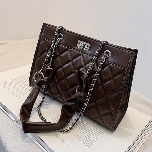 

large tote bag 2021 fashion elegant female new quality pu leather women's designer handbag chain lock shoulder messenger bag