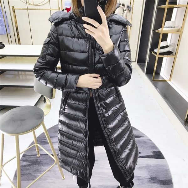 

long down jackets women fahion warm hooded winter coats causal clothes, Black