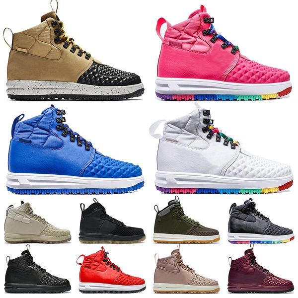 

lunar 1 duckboot platform running shoes mens women metallic gold pink multi-color blue linen army olive triple black burgundy sports trainer