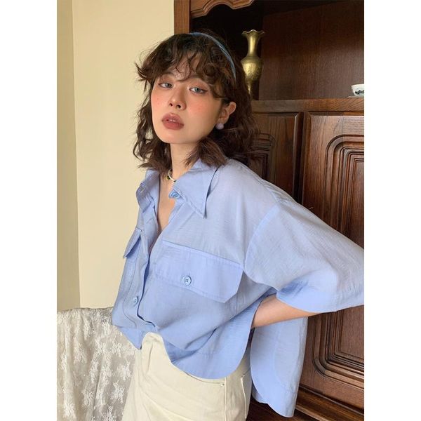 

women's blouses & shirts white shirt chiffon short sleeve