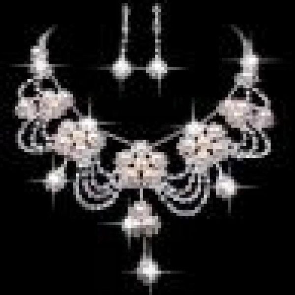 

earrings & necklace 2021 fashion jewelry sliver plated rhinestone crystal faux pearl necklace+earring set for bride bridal wedding, Silver