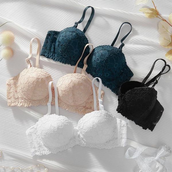 

bras push up women bralettle lace underwear embroidered flower sensual lingerie convertible straps padded tube top, Red;black