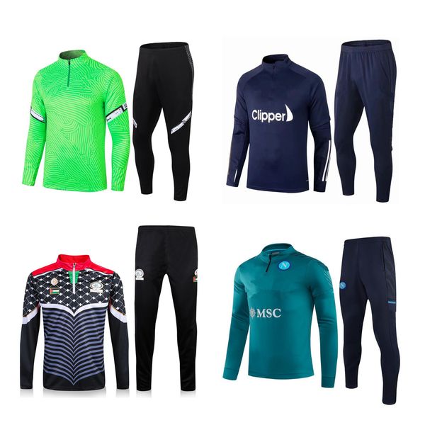 

palestine tracksuit jacket 2020 2121 napoli soccer training suit pants football training clothes sportswear men sweater set, Black;yellow