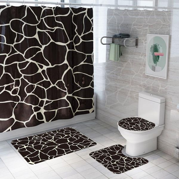 

shower curtain bath mats set soft bath carpet for bathroom printed washable toilet seat cover rug waterproof bathroom curtain