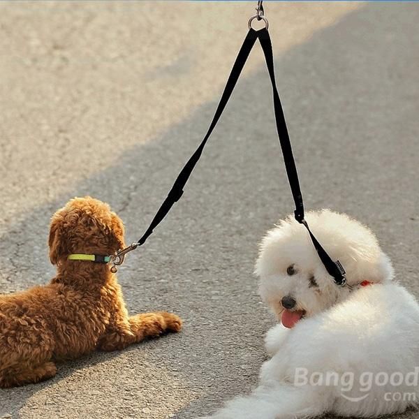

nylon double double dog coupler twin lead 2 way two pet dogs walking leash safety s