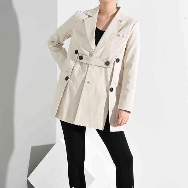 

women's jackets [eam] loose fit button split temperament jacket lapel long sleeve women coat fashion spring autumn 2022 jq29000 s0di, Black;brown