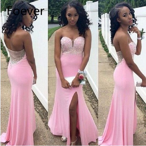 

party dresses pink african mermaid prom 2021 vestidos de gala sweetheart side split beaded special occasion dress formal gowns, White;black