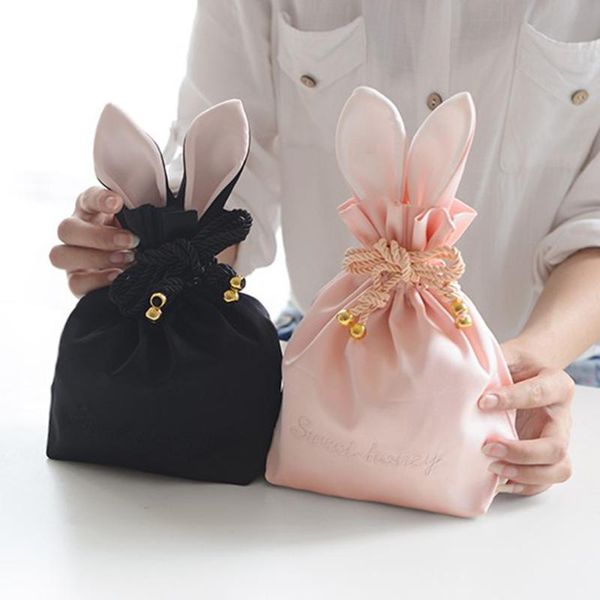 

cosmetic bags & cases easter ears drawstring bag hair ball silk jewelry storage portable pouch