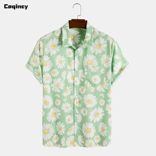

men's casual shirts mens floral hawaiian summer short sleeve breathable button turndown collar beach men loose plus size camisa, White;black