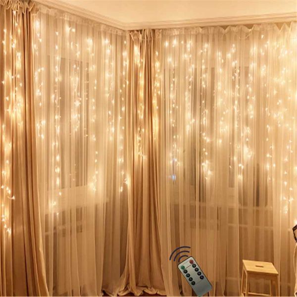 

strings 10pcs 3*1m led curtain lights string fairy garland wedding party christmas window decor remote year holiday lighting