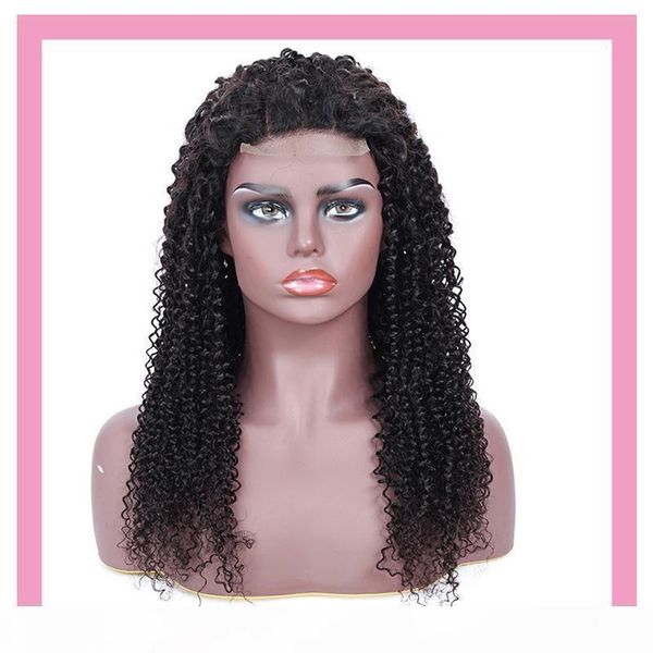 

brazilian virgin hair kinky curly 13x4 lace front wigs 10-26inch lace front wig kinky curly 100% human hair natural color, Black;brown