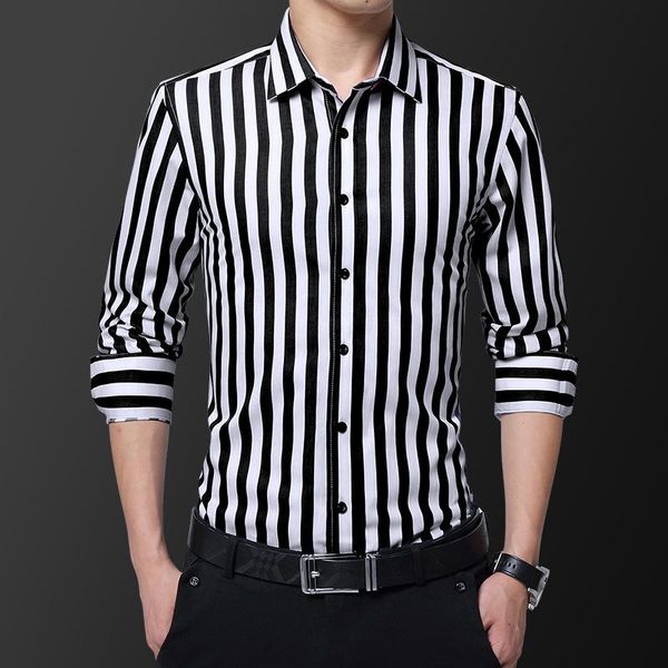 

women's blouses & shirts tfetters brand men striped casual long sleeve mens cotton turn down collar chemise homme plus size 5xl, White