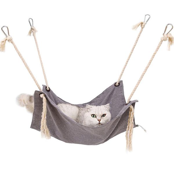 

cat beds & furniture breathable hammock cotton cage linen hanging bed cool solid perch for pets comfortable