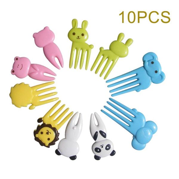 

forks 10pcs decoration accessories washable pp pick dessert practical mini cartoon cute animal farm fruit fork universal for kids