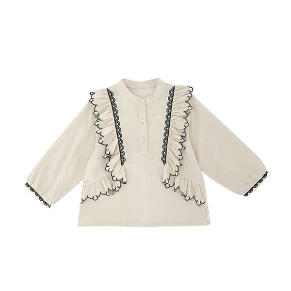 

spring new girls kids floral blouses cotton toddler baby flowers clothes ruffles sweet shirts children casual clothing 1-6y 210306, White;black