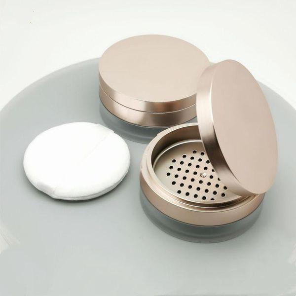 

storage bottles & jars empty 8g rose gold double layer loose powder box with puff case 20pcs