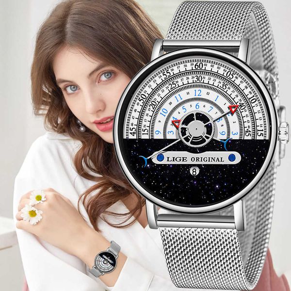 

2021 new women watches lige brand luxury watch women simple casual fashion girls clock ladies wristwatch relogio feminino, Slivery;black