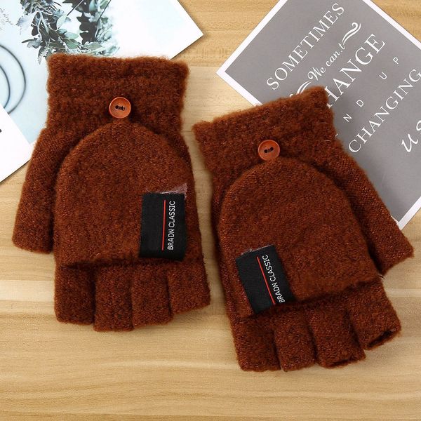 

winter gloves full and halfs finger mitten warm thick cozy men knit gloves m2
