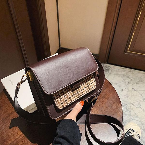 

women's bags autumn/winter new wave fashion popular messenger bag hong kong style retro wide shoulder strap small square bag