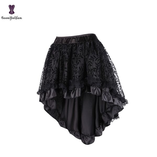 Чернокожие женские викторианские асимметричные вздохнутые атласные кружевные отделки готические юбки винтажные корсет стимпанк юбка косплей костюмы 937 # 210309