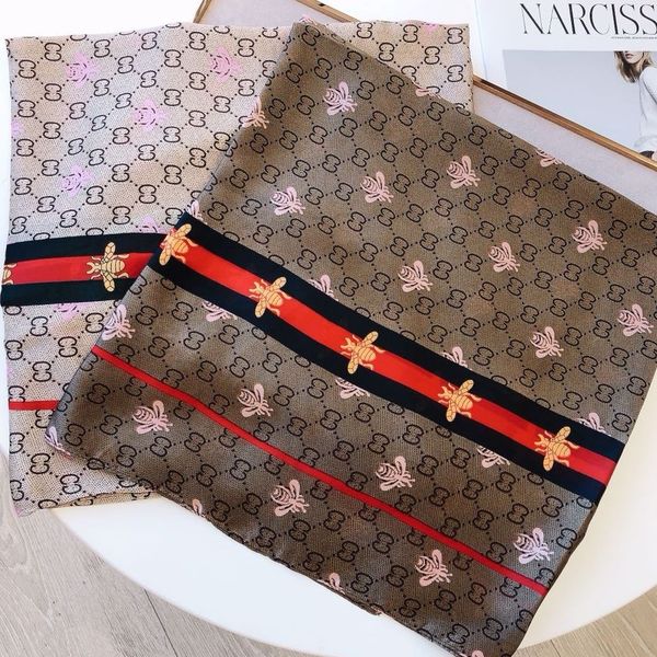 

new summer silk scarf for women shawl outer match sunscreen beach towel bee silk scarf gauze towel air-conditioned room essential scarf, Blue;gray