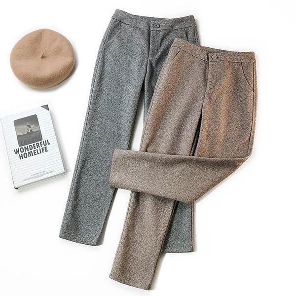 

women's pants & capris 2021 winter arrival ankle-length woolen warm for women office ladies elegant pencil, Black;white