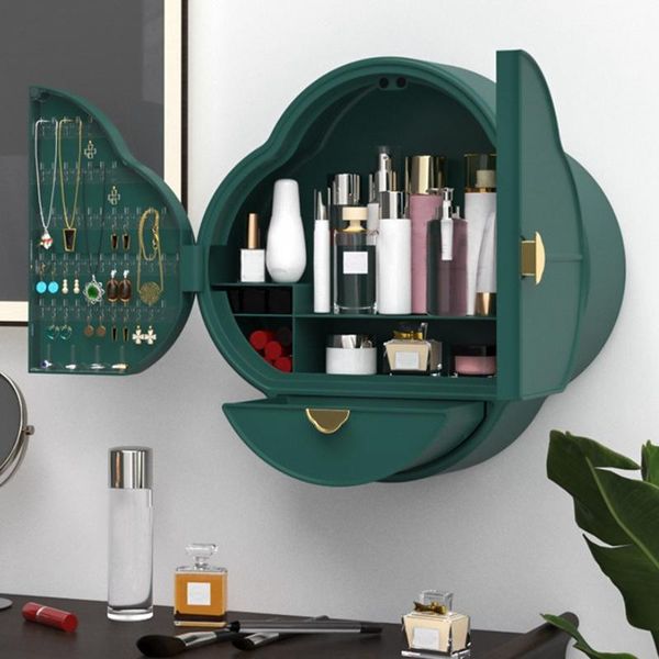 

storage boxes & bins wall-mounted makeup organizer punch-bathroom cosmetic box dustproof and waterproof jewelry rack