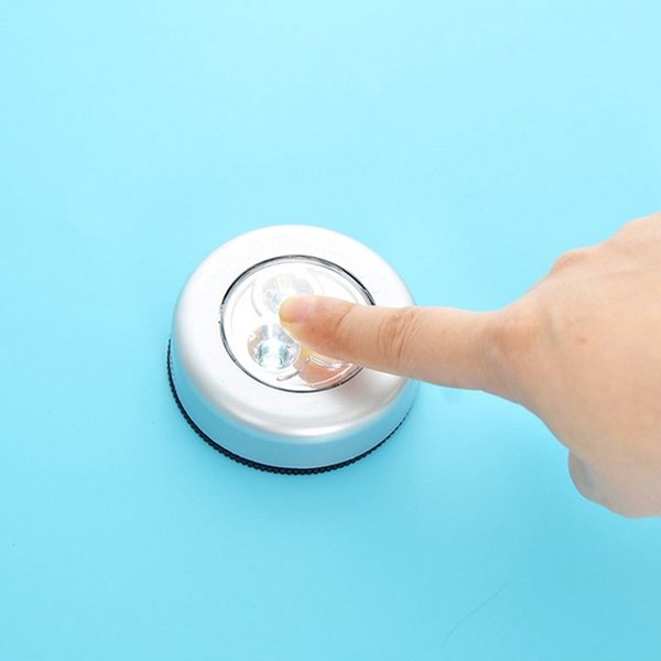 

5/2/1pcs 3 led silver closet cabinet lamp battery powered wireless stick tap touch push security kitchen bedroom night light