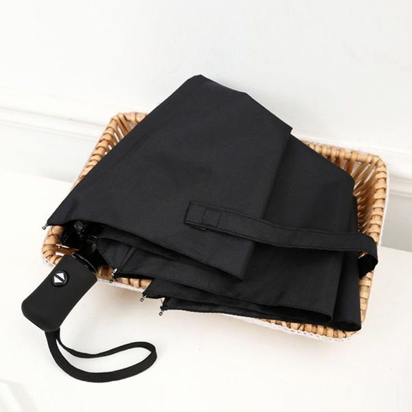 

umbrellas fully automatic women rain umbrella three folding reinforced wind resistance simple solid color men business