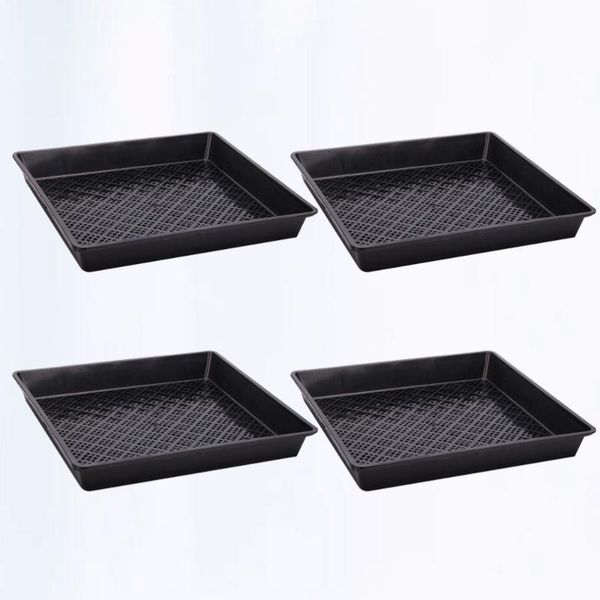 

planters & pots 4pcs plant grower dish basin thickened tray for agriculture garden home balcony (black)