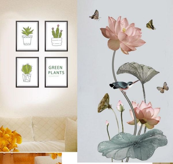 

wall stickers home decoration modern plant lotus pattern for bedroom living dining room sofa background beautiful wallpaper
