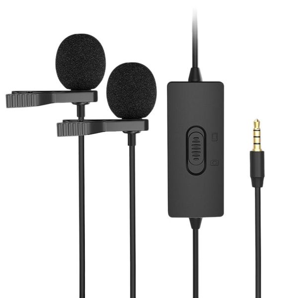 

professional 3.5mm o video record dual lavalier lapel microphone noise reduction recording microphone for interview