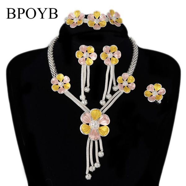 

earrings & necklace bpoyb absolutely gorgeous painting flower neckalce set dubai african in fashion silver color jewelry for women year gift