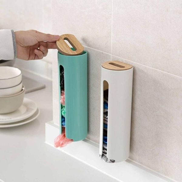 

storage bottles & jars hanging garbage bag box case plastic bags holder wall mounted kitchen rubbish organizer container