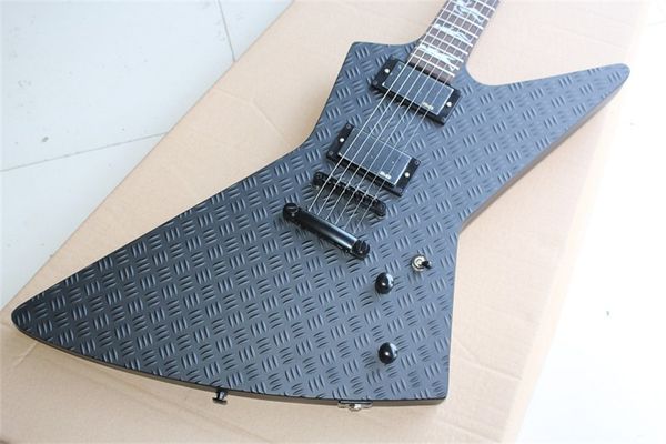 

high-end custom version of goose shaped explorer dumb pelectric guitar stag head shaped fingerboard inlay