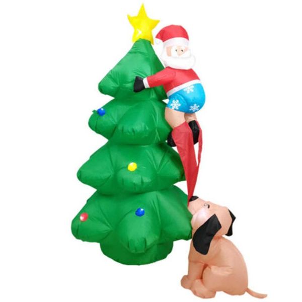 

christmas decorations 6 ft inflatable lighted tree w/cute santa claus and dog outdoor decor led character