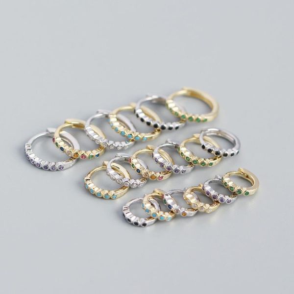 

hoop & huggie 925 sterling silver geometric diamond hoops earrings deign for women's minimalist earing punk statement accessories jewel, Golden;silver